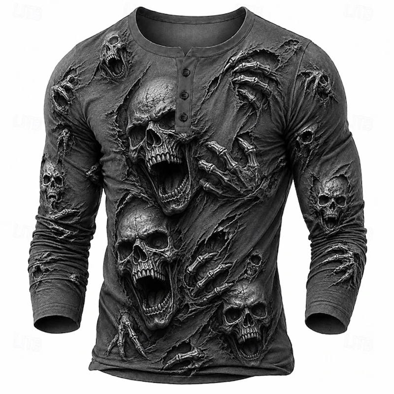 3D Printing Custom - T-shirt à manches longues pour homme,