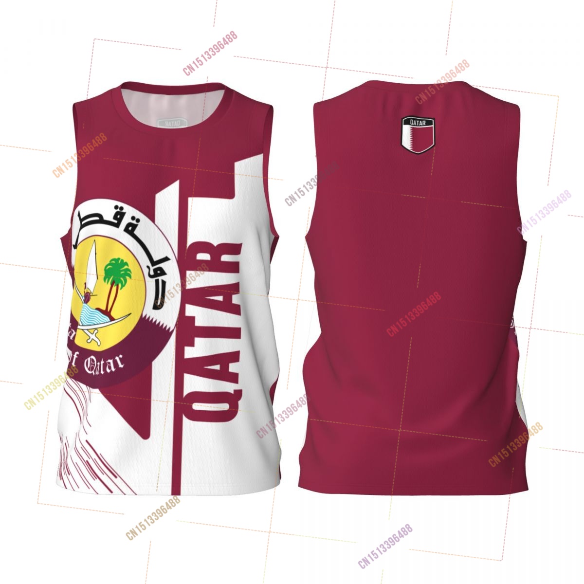 3D Printing Qatar - T-shirts de sport avec drapeau 3D